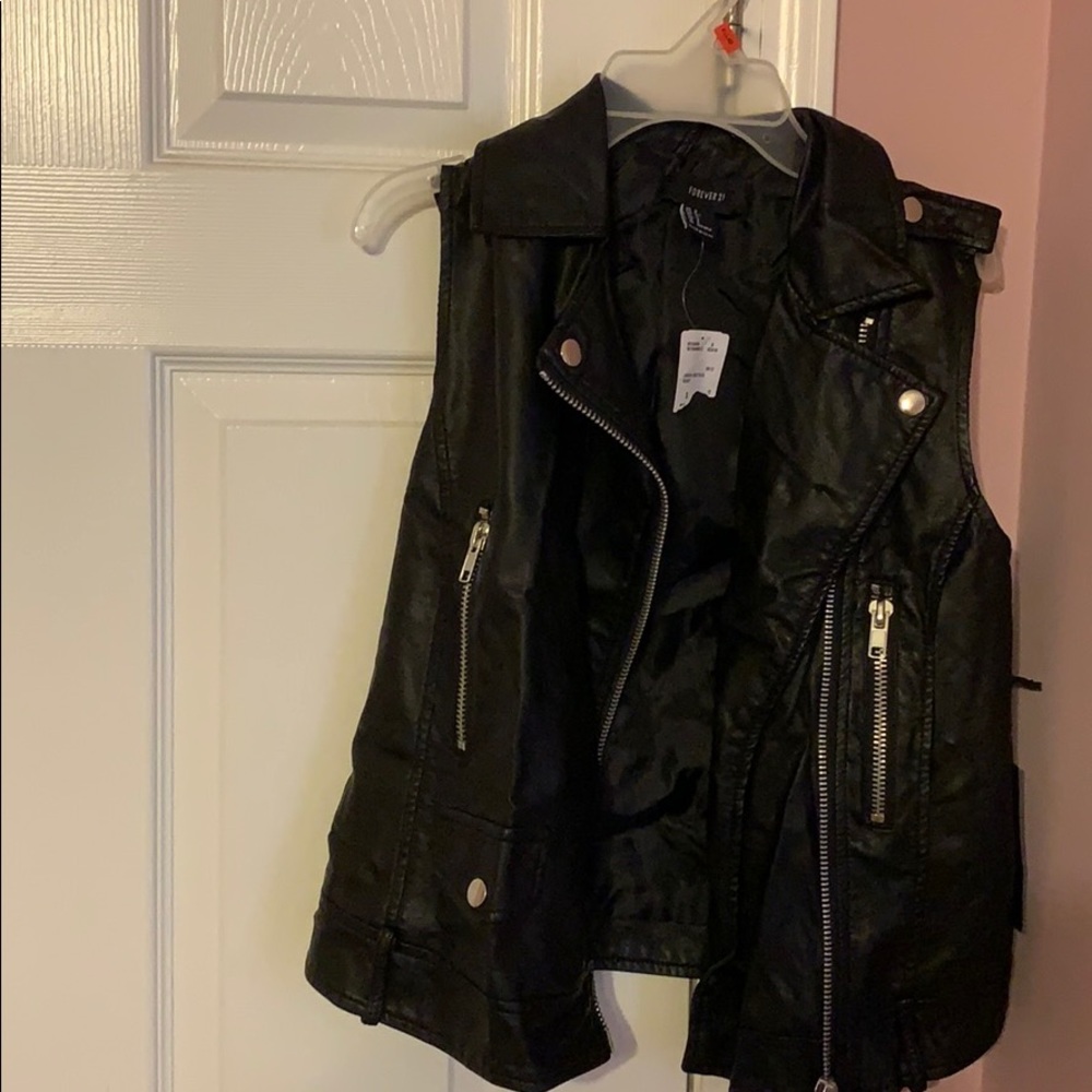 Black leather vest from forever 21